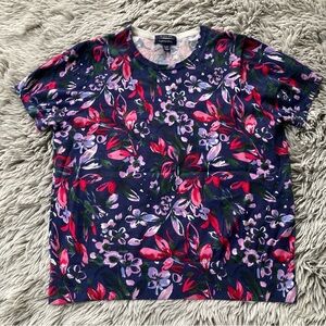 Land’s End LARGE Supima Cotton Pink and Purple Floral Short Sleeve Top